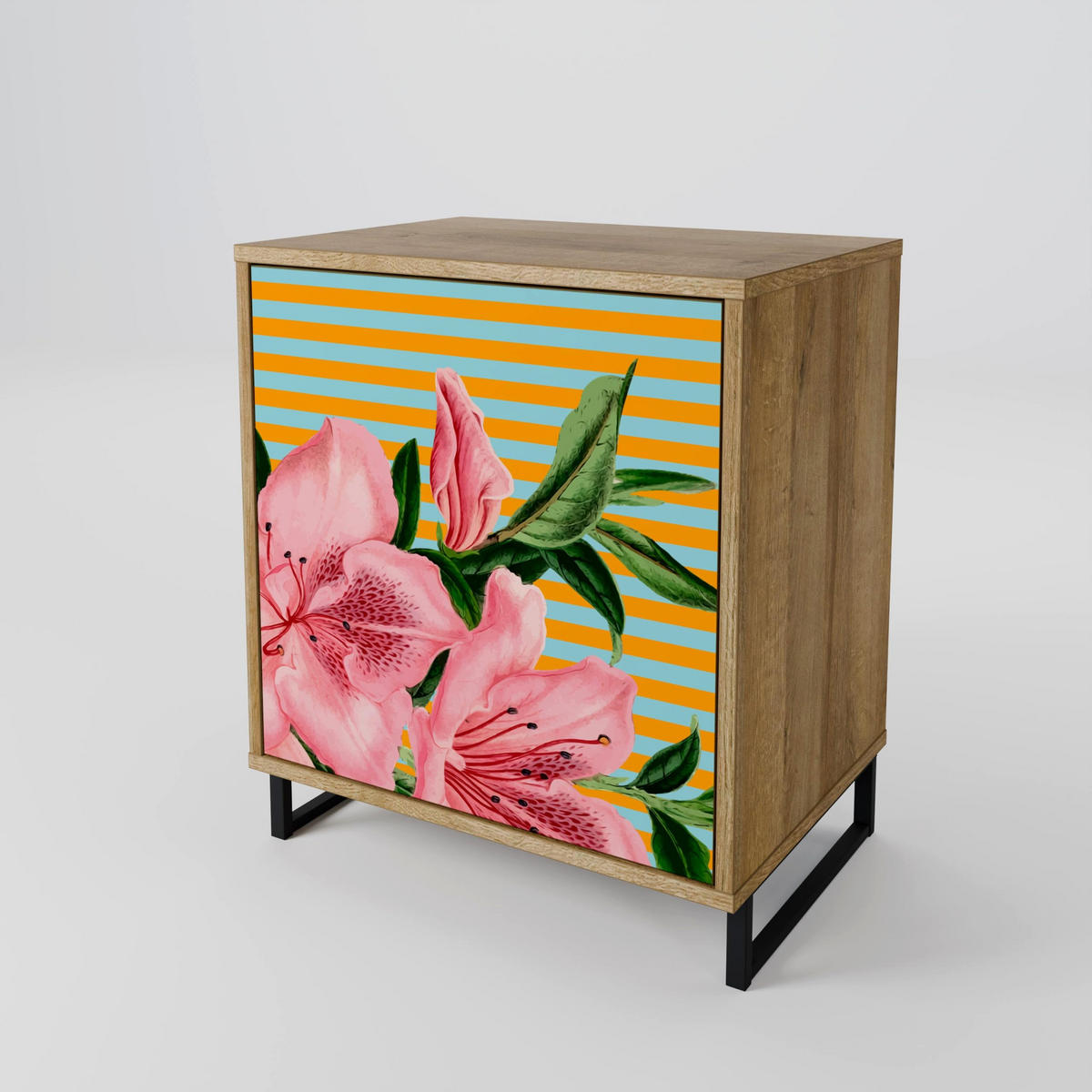 SIDEBOARD FRAGILE BEAUTY, Eichefarben, 57,5x42x57,5 cm, Ohne Füße - Eichefarben/Multicolor, Holzwerkstoff (57.5/57.5/42cm) - SpaceRebels