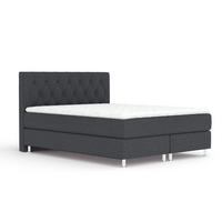 BOXSPRINGBETT Excelsior Schwarz 200/200 cm mit Latex-Topper - Silberfarben/Schwarz, Holz/Holzwerkstoff (200/200cm) - Maison de Reve