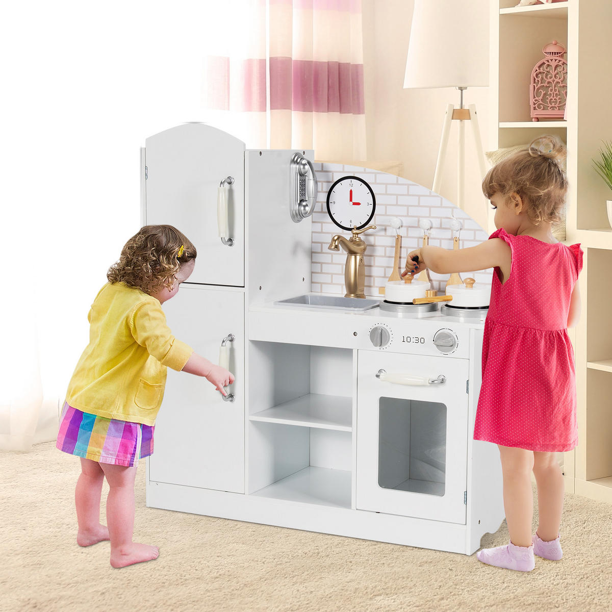 SPIELKÜCHE Kinder Weiß - Weiß, Holz (78/83/29cm) - COSTWAY