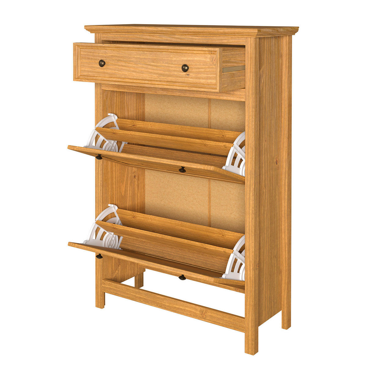 MASSIVER SCHUHKIPPER - Kiefer massiv - Kieferfarben, Holz/Metall (88/126/35cm) - home24