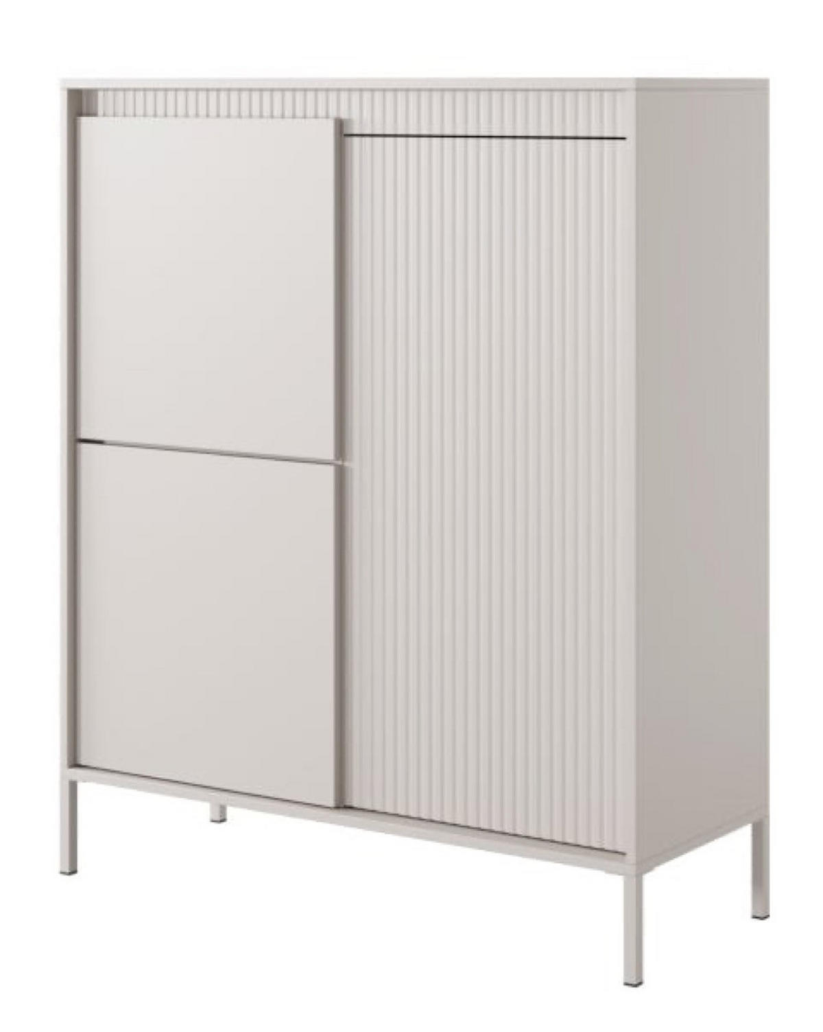 KOMMODE Beige ENSO Geriffelt 3 Türen - Beige, Holzwerkstoff (103.5/123.4/39.5cm) - Sepro Meble