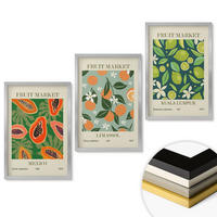WANDBILDER 3er Set - 40x60 cm Silberner Rahmen - Vintage-Poster mit Früchten - Silberfarben, Kunststoff (40/60cm) - ArtPrintCave