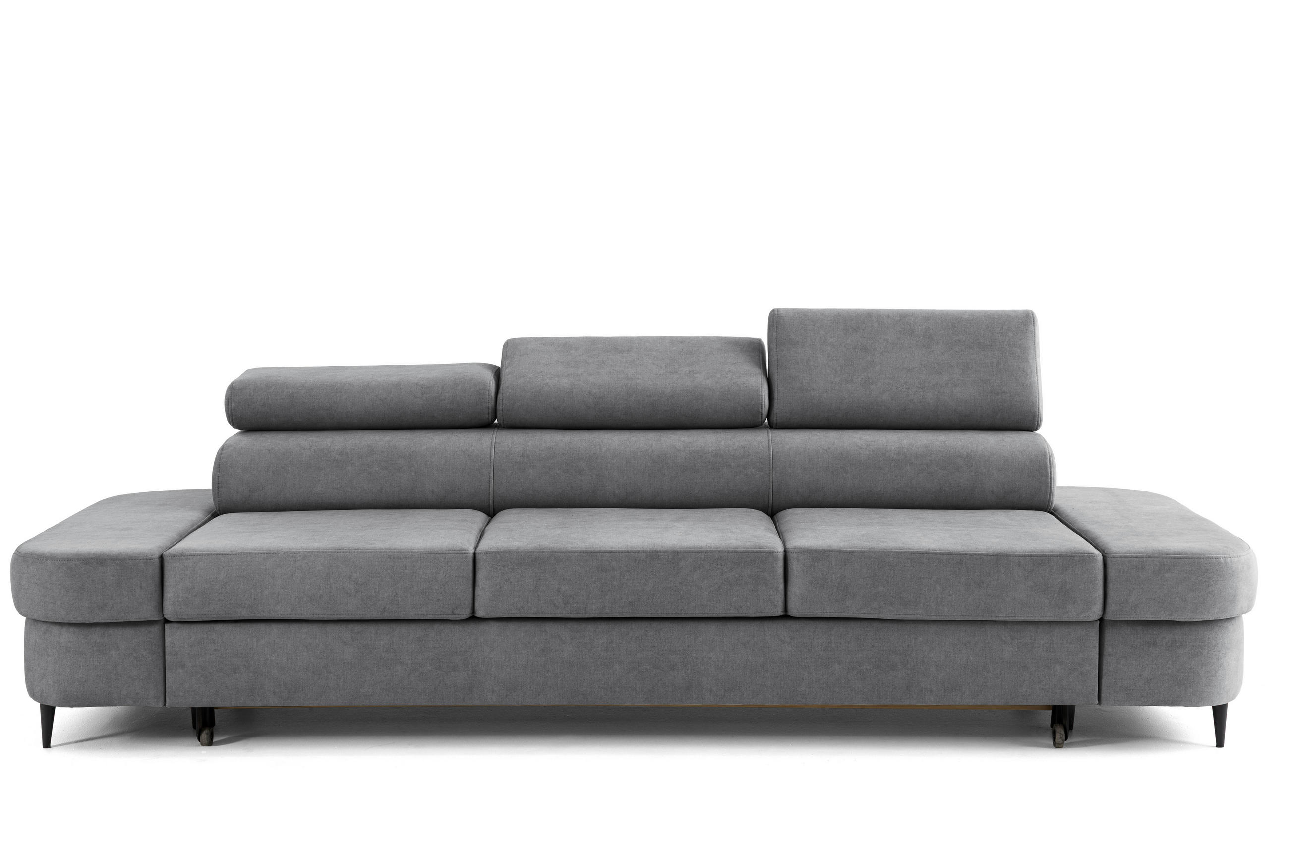 3-SITZER Sofa PRIAM mit Schlaffunktion 125x317 Velours Grau - Schwarz/Grau, Holz/Textil (278/95/102cm) - Muffo