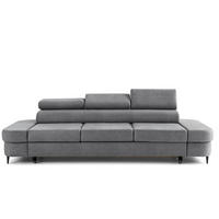3-SITZER Sofa PRIAM mit Schlaffunktion 125x317 Velours Grau - Schwarz/Grau, Holz/Textil (278/95/102cm) - Muffo