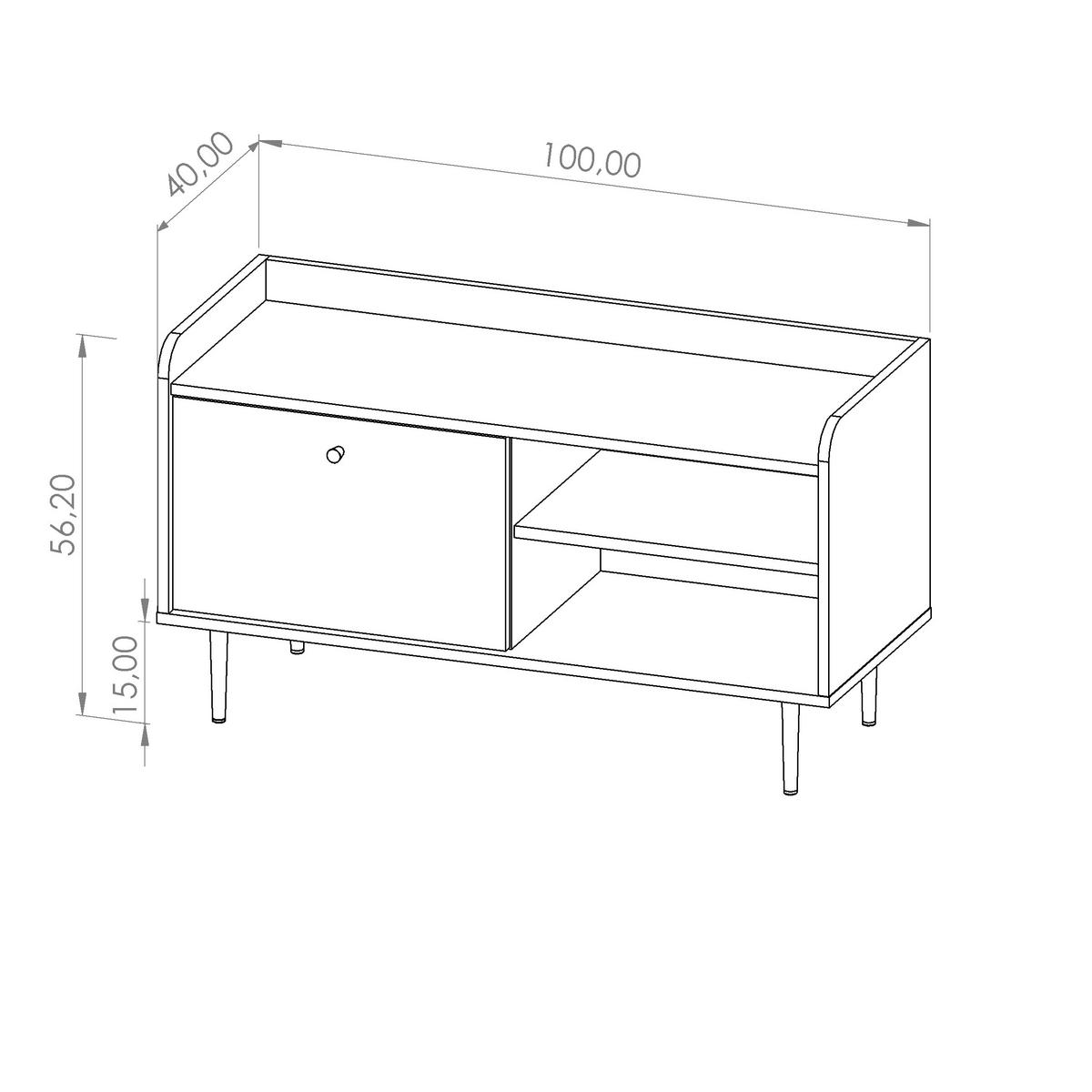 LOWBOARD Vasilia mit 1 Tür, Brandy Castello - Eichefarben, Holzwerkstoff (100/56/40cm) - Beautysofa