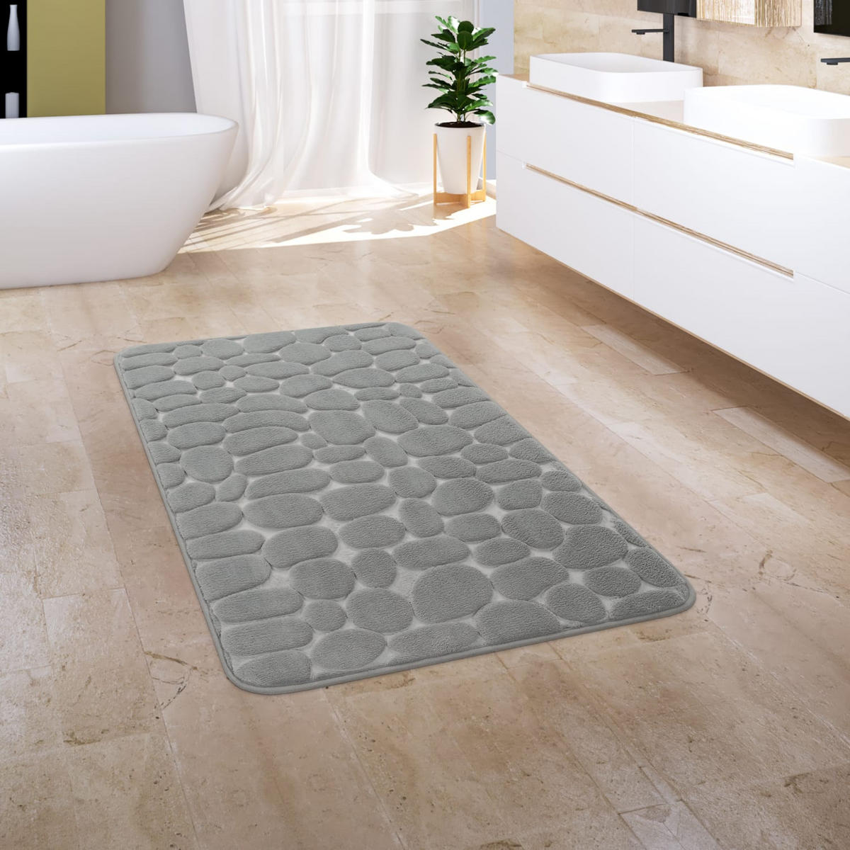 BADEMATTE 65/120 cm Corby 256 - Grau, Kunststoff (65/120cm) - Paco Home