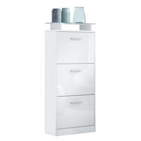 SCHUHSCHRANK Lavia Front in Weiß Hochglanz - Weiß Hochglanz, Holzwerkstoff (46/128/23cm) - Vladon