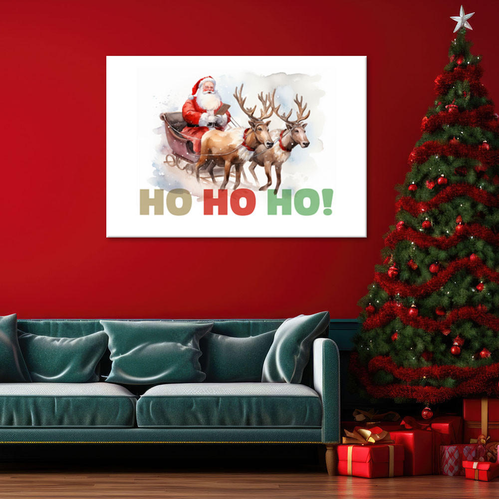 WANDBILD weihnachtsmann auf einem schlitten - Weiß, Textil (60/40cm) - Feeby