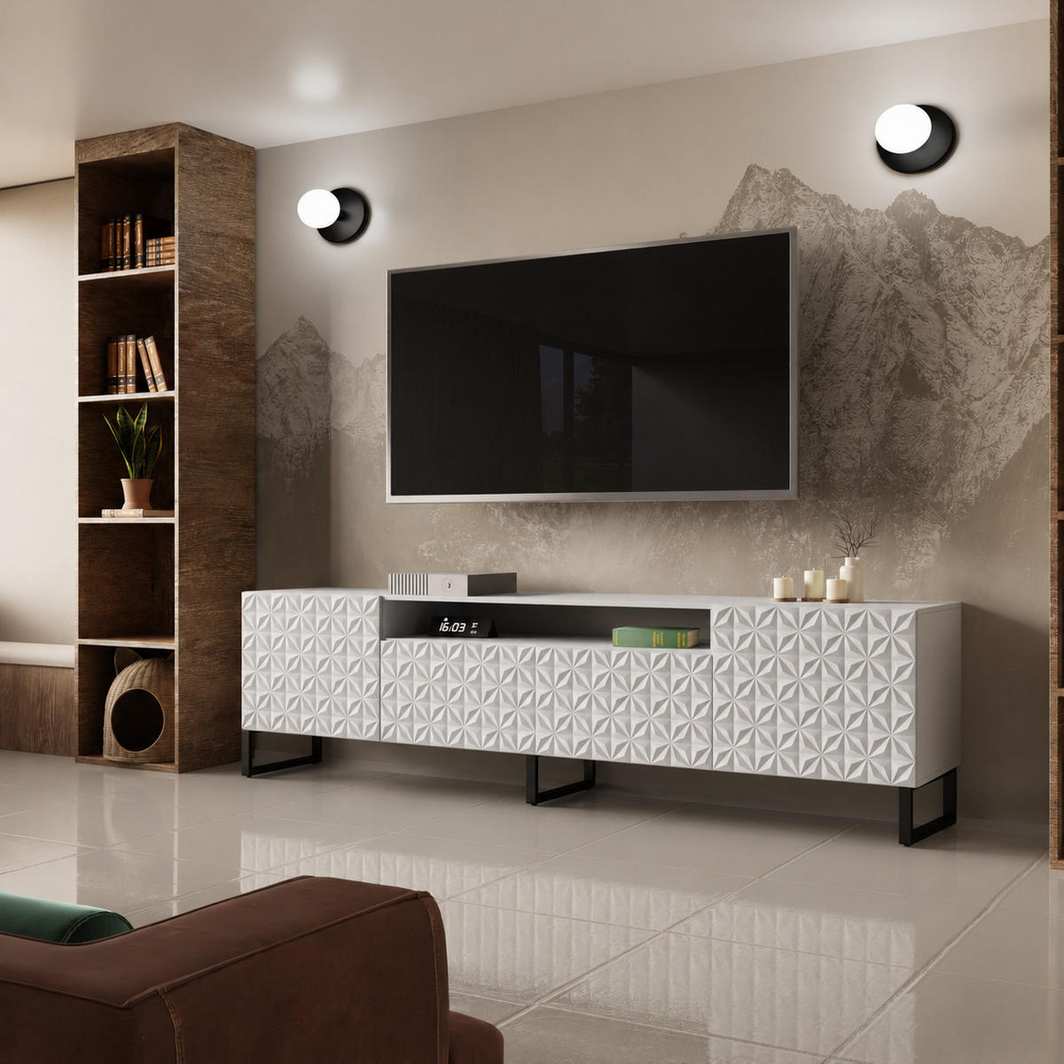 TV-SCHRANK Cali III 200 cm, dreitürig, weiß - Weiß, Kunststoff (200/53/41cm) - Margaret Hadas24