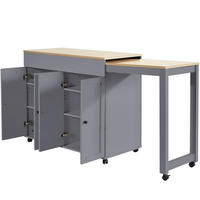 KÜCHENINSEL mit ausziehbarem Bartisch und Stauraum, Grau, MDF, 180/50/94,6 cm - Grau, Kunststoff (50/94/180cm) - Rolipo