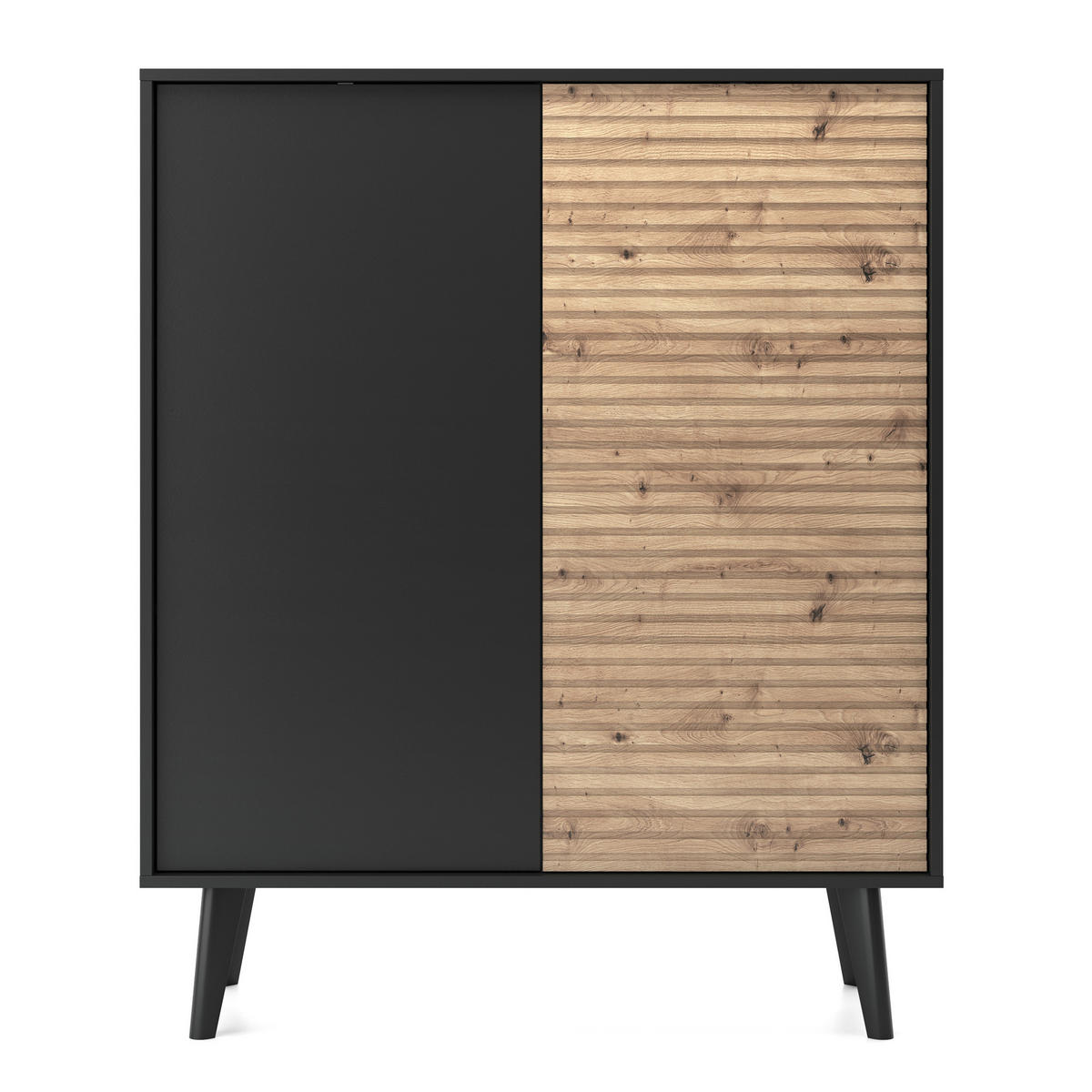 HIGHBOARD VILLETTA 104/125/39 cm mit 2 Türen Schwarz - Schwarz/Eiche Artisan, Holzwerkstoff (104/125/39cm) - MASSENO