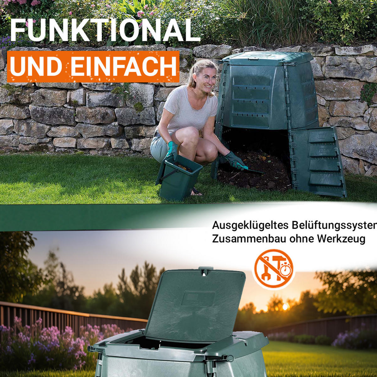KOMPOSTER 1000 L, grün - Grün, Kunststoff (130/102/130cm) - GARANTIA