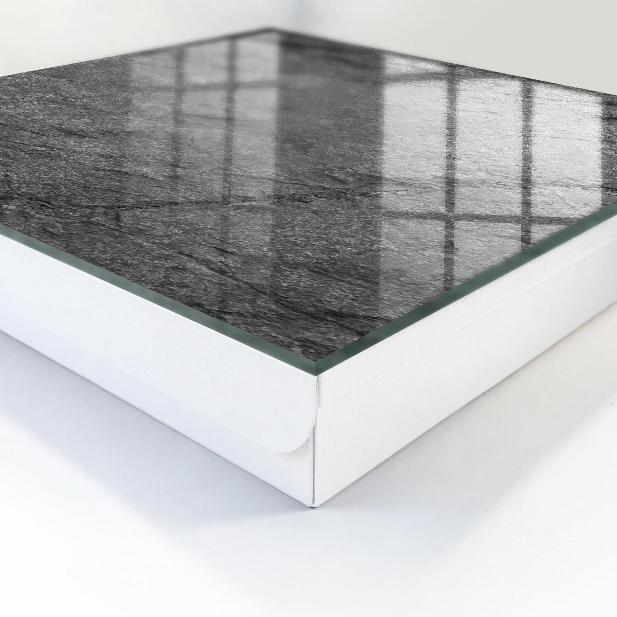 SCHLÜSSELBOX Weiß 30x30 cm – Türöffnung nach rechts - Grauer Stein - Grau, Metall (30/30/5cm) - TULUP