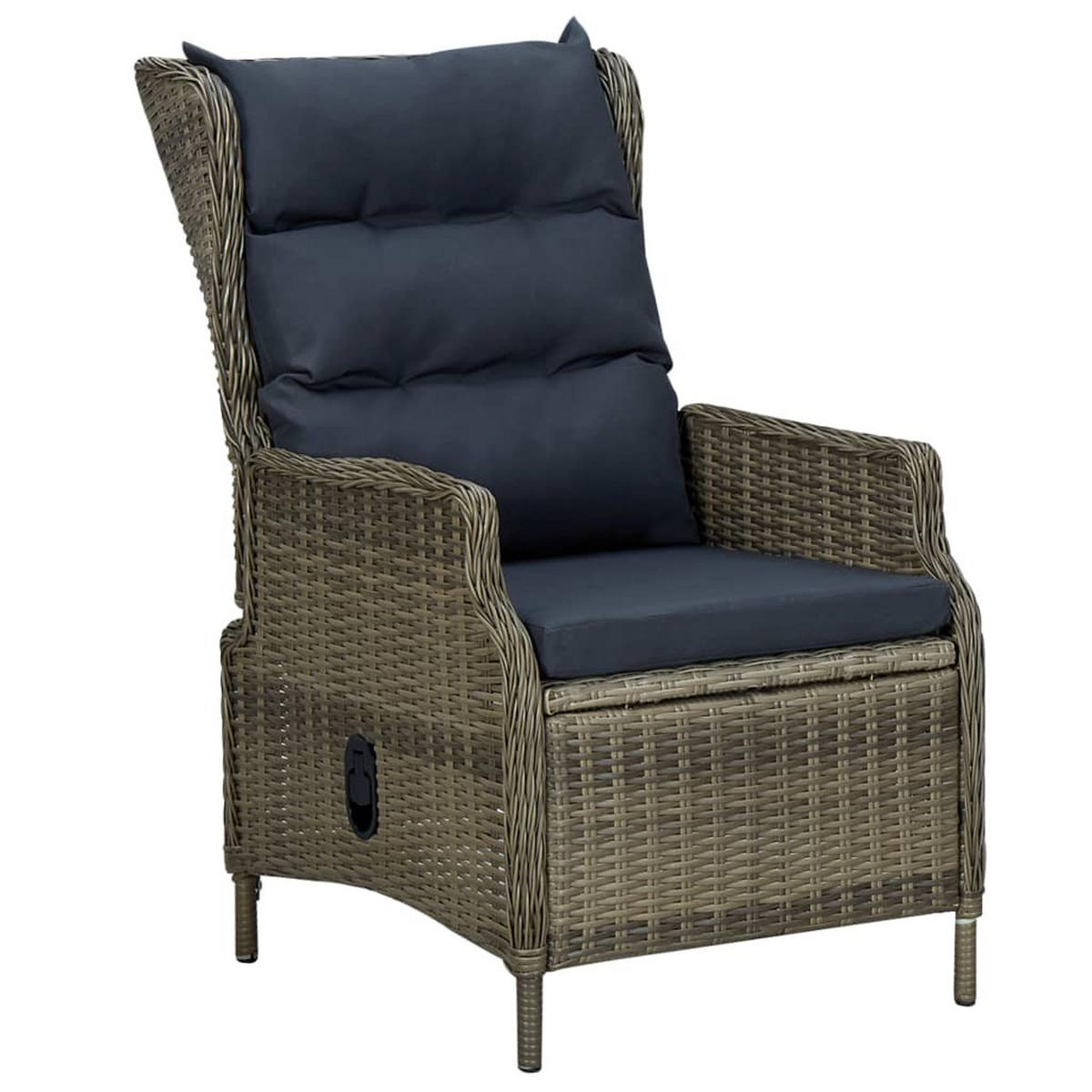 GARTENSESSEL mit verstellbarer Rückenlehne und Fußhocker, 57/88/100 cm, aus Poly Rattan, Braun - Braun, Naturmaterialien/Textil (88/100/57cm) - vidaXL