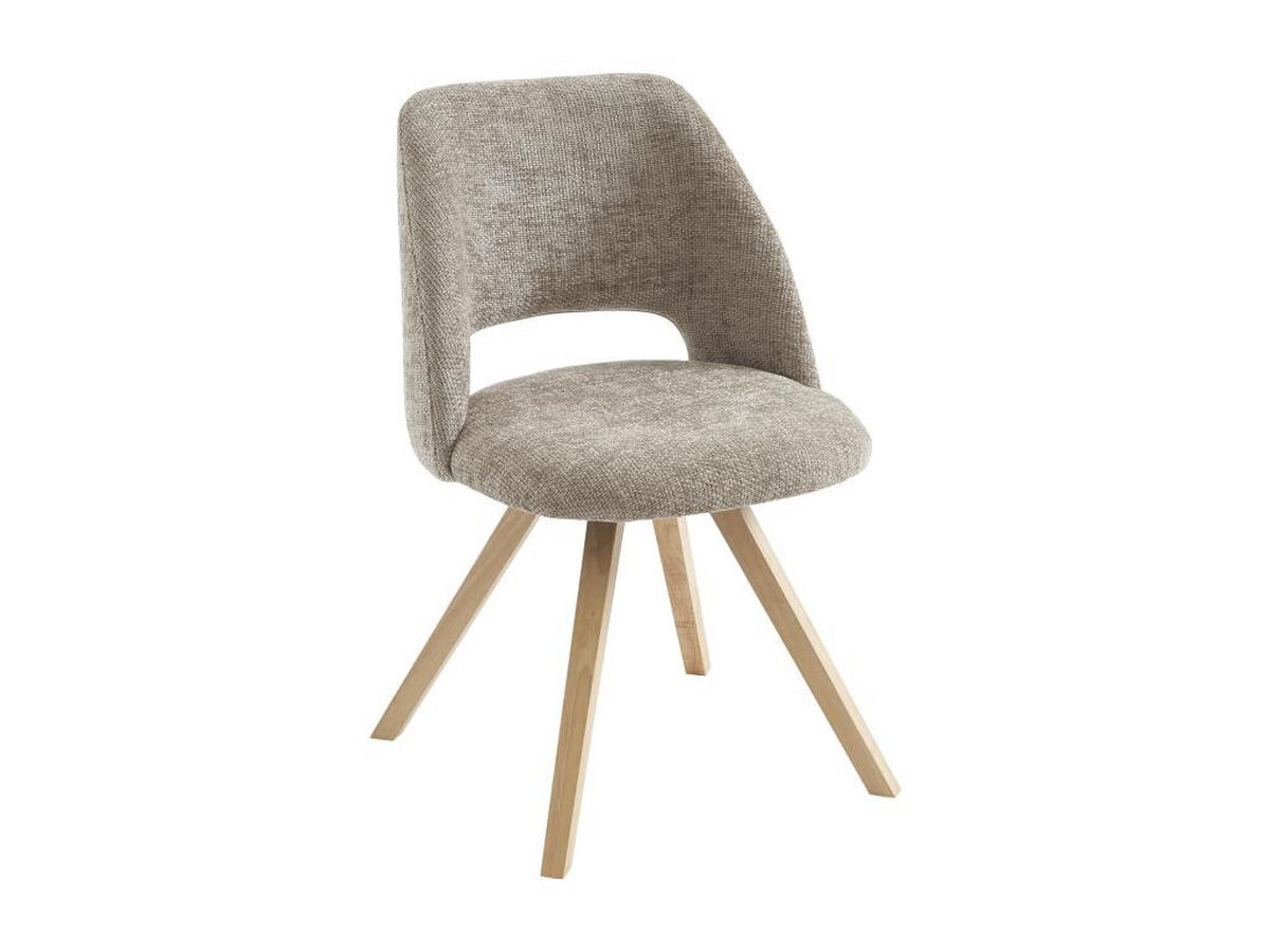 STUHL 2er-Set - Stoff & Kautschukholz - Taupe - VESIANI - Braun, Textil (58/81/53.5cm) - Vente-Unique