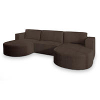 ROHOVÁ SEDAČKA VEZZO hnědá - šedá/hnědá, dřevo/textil (347/174cm) - MASSENO