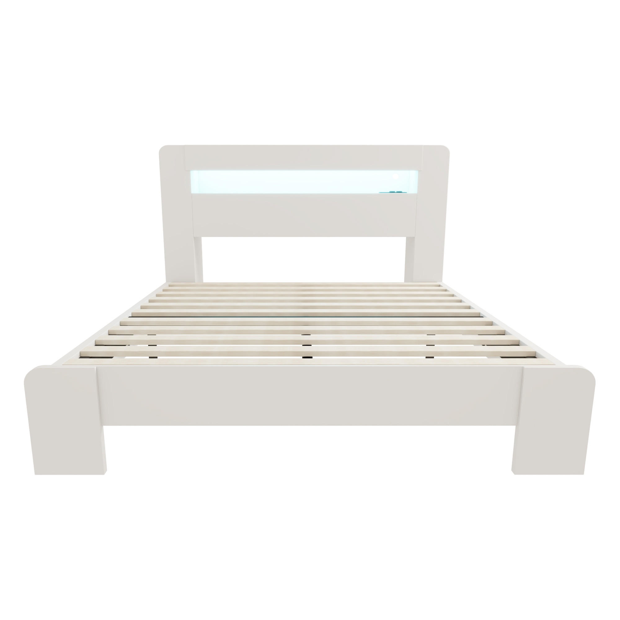 POLSTERBETT 140/200 cm Weiß mit LED-Beleuchtung und integrierte Steckdosen - Weiß, Holz (140/200cm) - Oxeza
