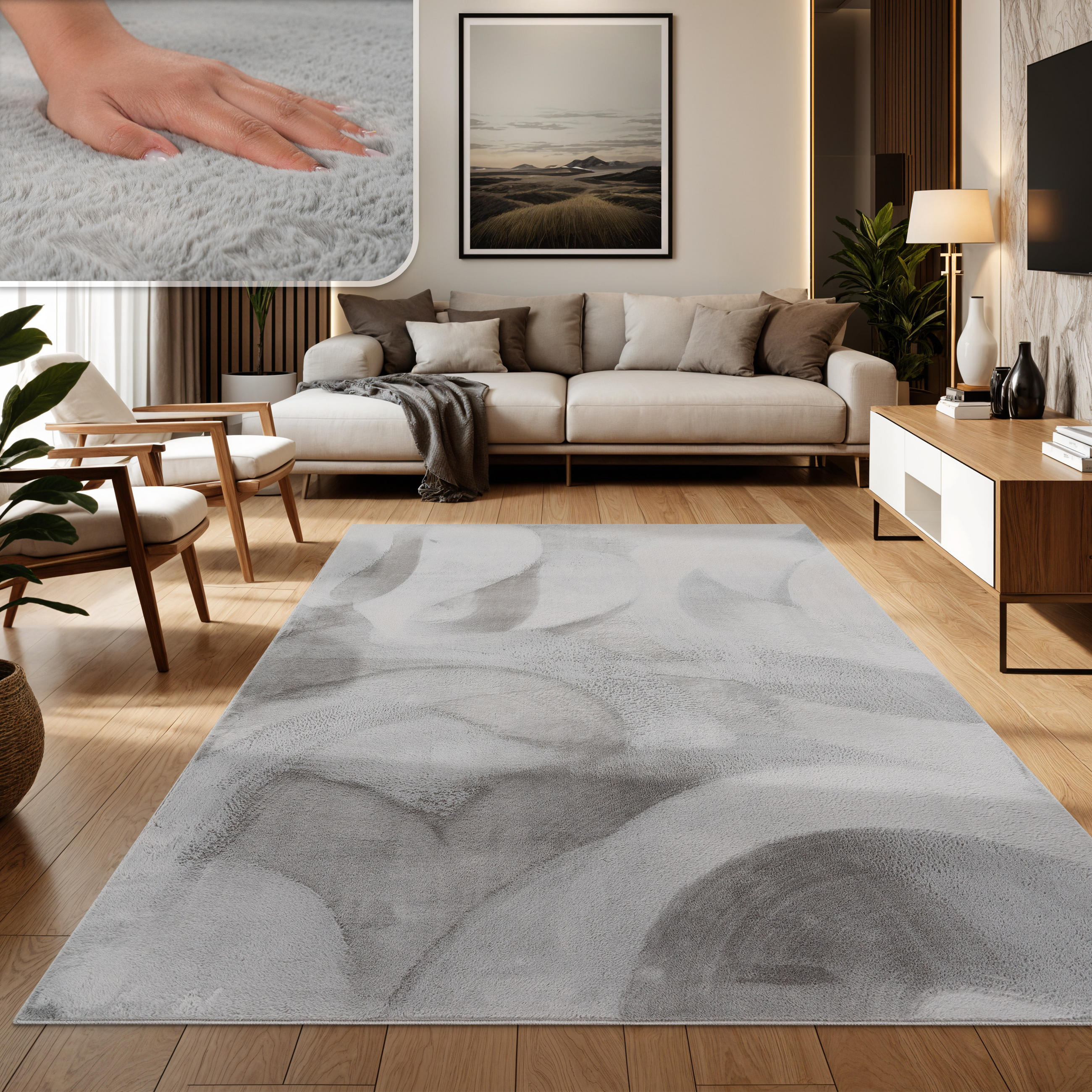 HOCHFLORTEPPICH 100/200 cm Soft 380 - Grau, Textil (100/200cm) - Paco Home