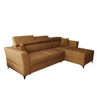 ECKSOFA L Form Ribella Bernstein 265/180/100 cm Rechts mit Schlaffunktion - Gelb/Schwarz, Textil/Metall (265/180cm) - AX Living