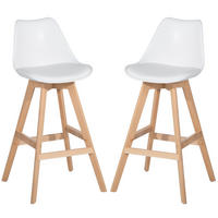 BARHOCKER-SET 2 Stück Weiß - Eichefarben/Weiß, Holz (43/100/51cm) - Urban Meuble