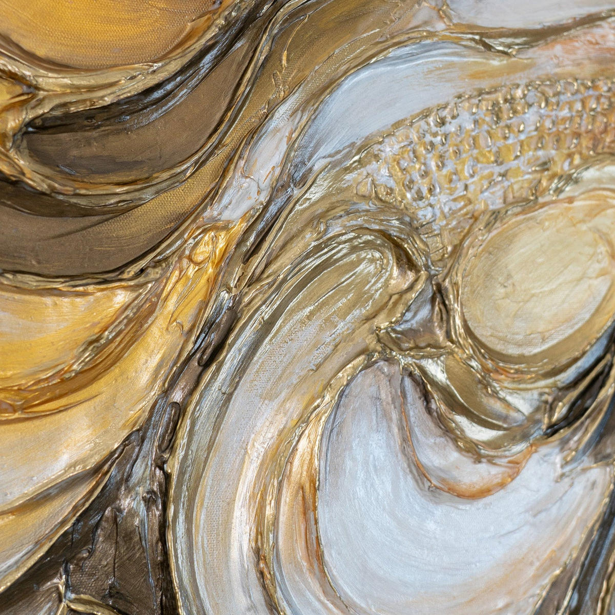 GEMÄLDE Texturwirbel Schattenfugenrahmen Eichefarben 70x50 cm - Eichefarben, Holz (70/50cm) - YS-art gallery