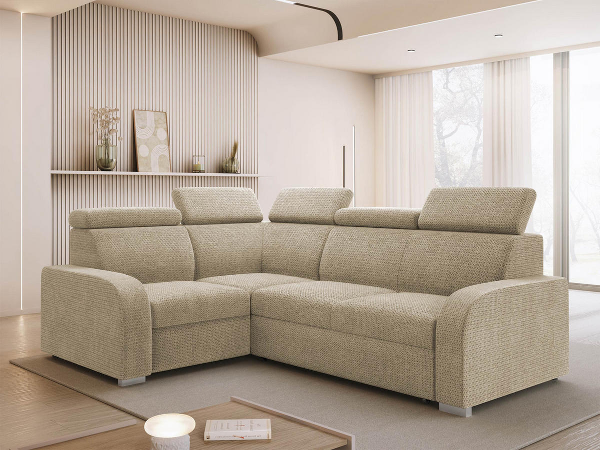 ECKSOFA Oslo 2rR1 80 - Silberfarben/Naturfarben, Holz/Kunststoff (250/200cm) - MIRJAN24