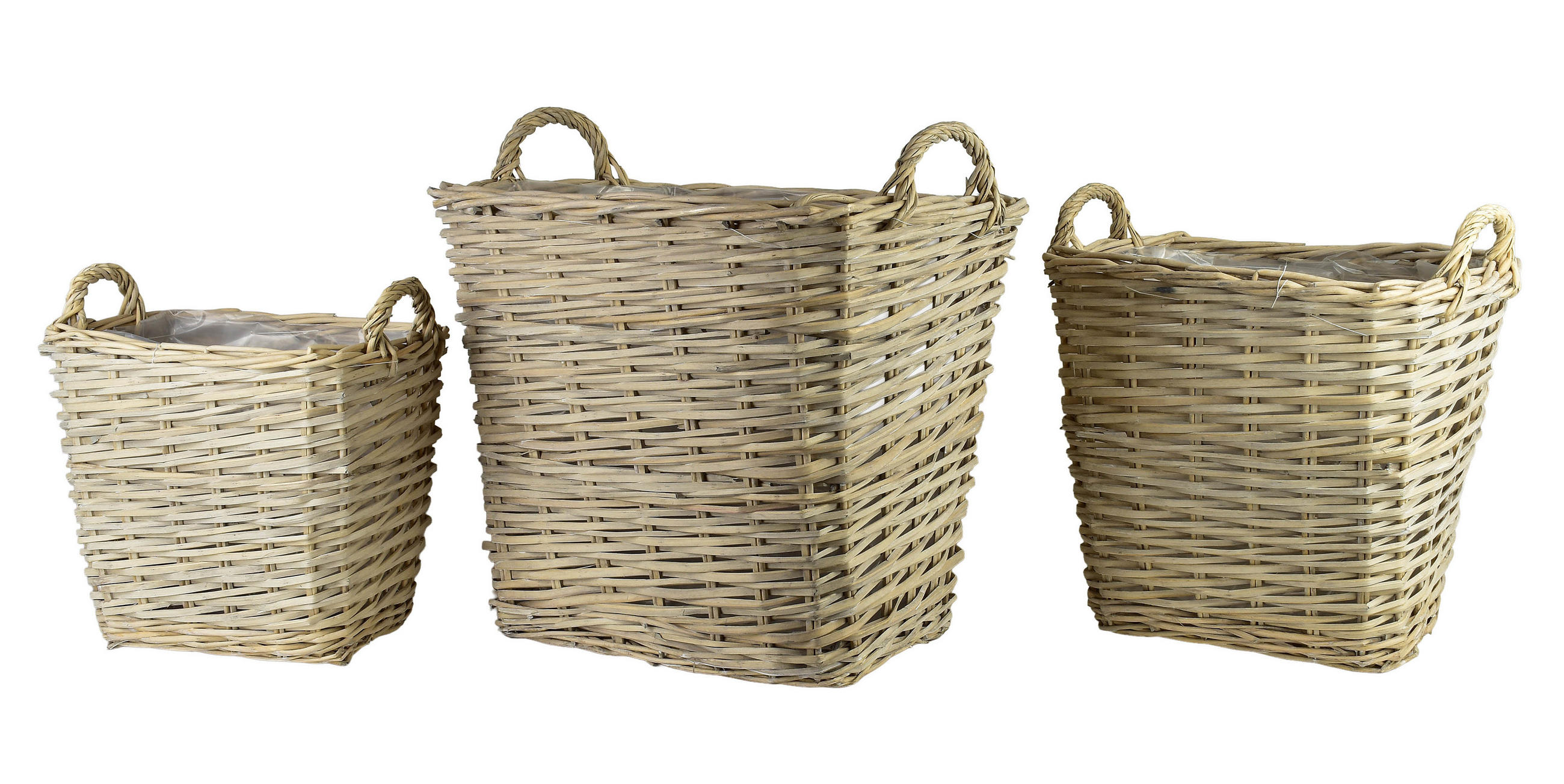 BLUMENTOPF Gustav 3er Set beige 56/42/46 cm Weide - Beige, Holzwerkstoff (48cm) - Mondex