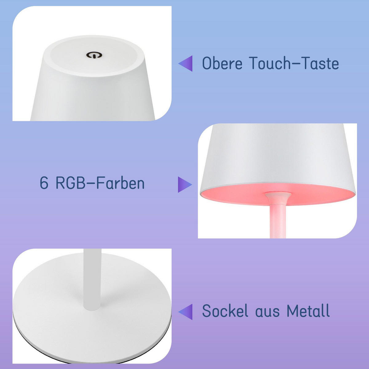 LED-TISCHLEUCHTE Kassel(2er-set) 11/11/37.5 cm - Weiß, Metall (11/11/37.5cm) - Nettlife