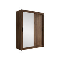 SCHIEBETÜRENSCHRANK Infinity II 150 - Nussbaumfarben/Schwarz, Holzwerkstoff/Kunststoff (150/200/58cm) - MIRJAN24