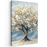 SLIKA NA PLATNU Drevo 90x140 cm - zlate barve, tekstil (90/140cm) - MuchoWow