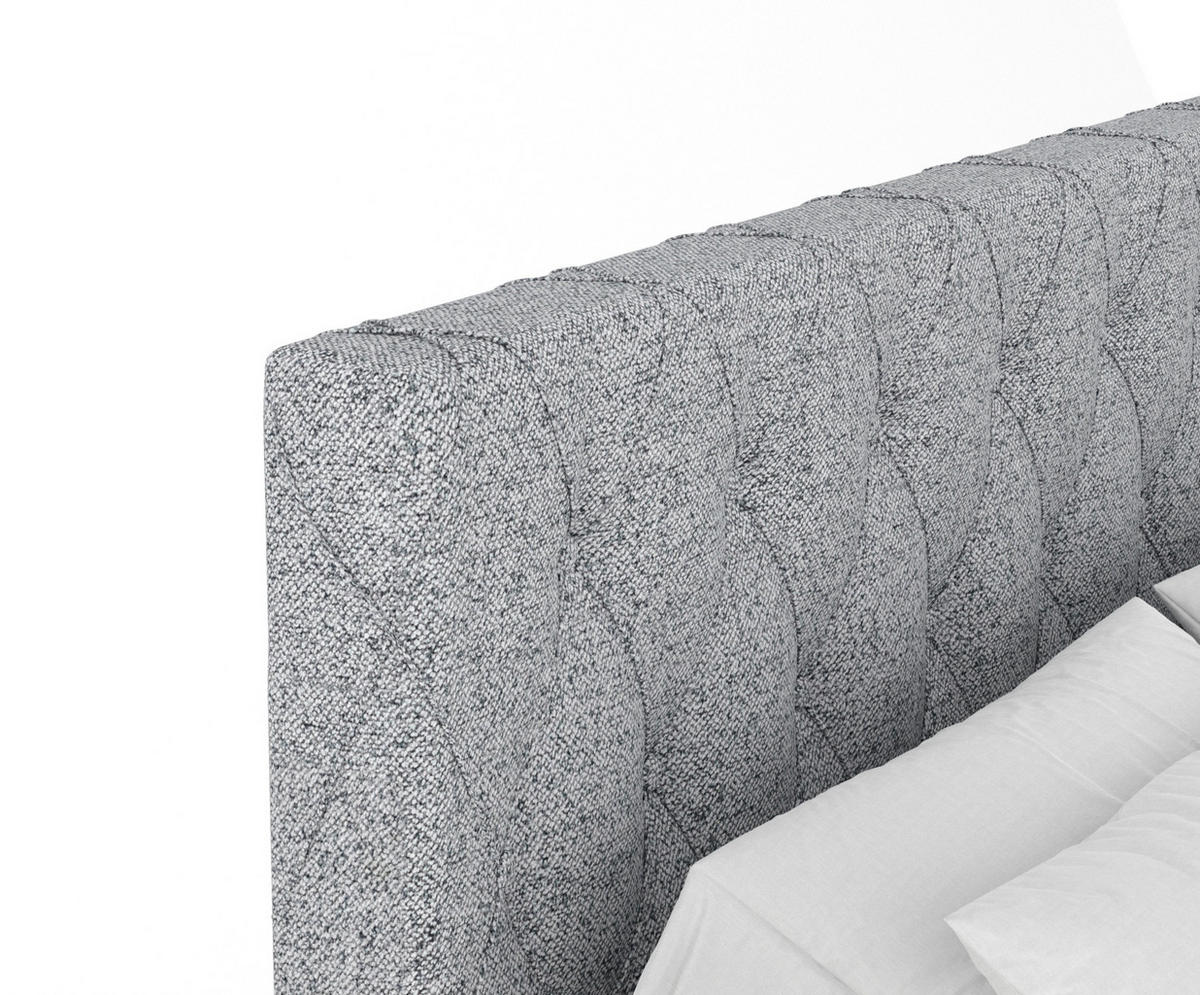 BOXSPRINGBETT Otus Grau 140/200 cm mit Latex-Topper - Silberfarben/Grau, Holz/Holzwerkstoff (140/200cm) - Maison de Reve
