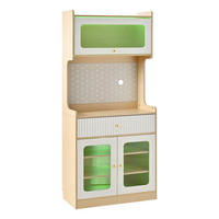 BUFFET Küchenschrank mit Glaselementen, Lochwand & Stauraumfunktion Weiß Mittelgroß Holzwerkstoff - Weiß/Naturfarben, Holzwerkstoff (80/180/40cm) - EVRYAE