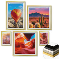WANDBILDER 5er Set - 50x50 cm & 20x30 cm & 40x60 cm Goldrahmen - Landschaften von Wüstenschluchten - Goldfarben, Kunststoff (40/60cm) - ArtPrintCave