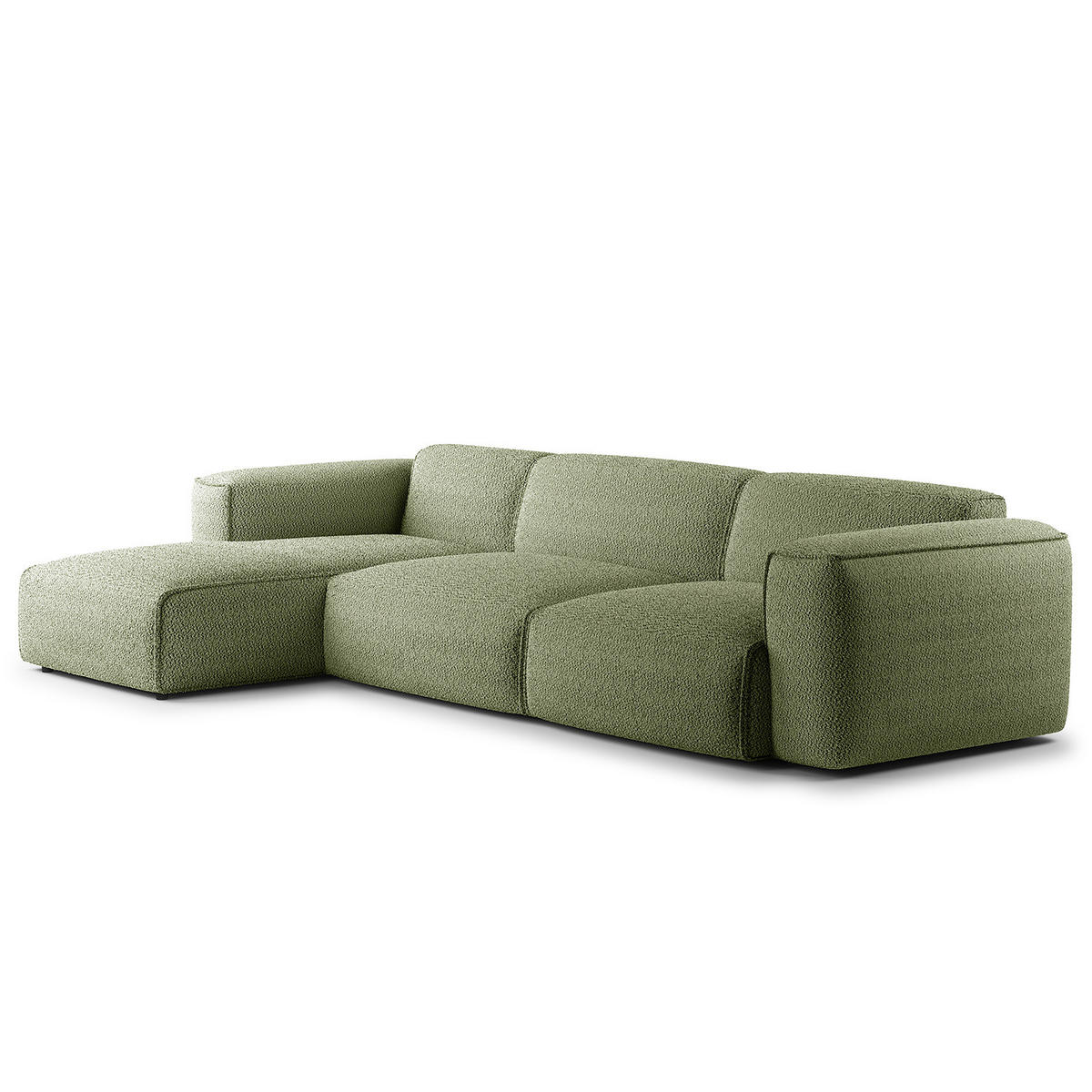 3-SITZER ECKSOFA mit Longchair - Schwarz/Grün, Kunststoff/Textil (317/173cm) - home24