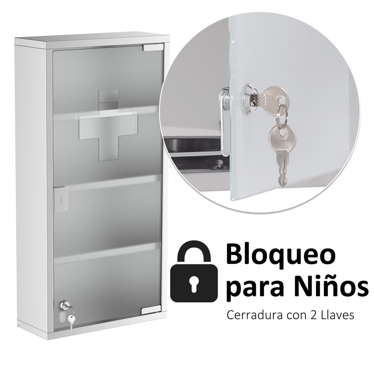 MEDIZINSCHRANK Silber 1 Stück - Silberfarben, Kunststoff (30/60/12cm) - GiPP
