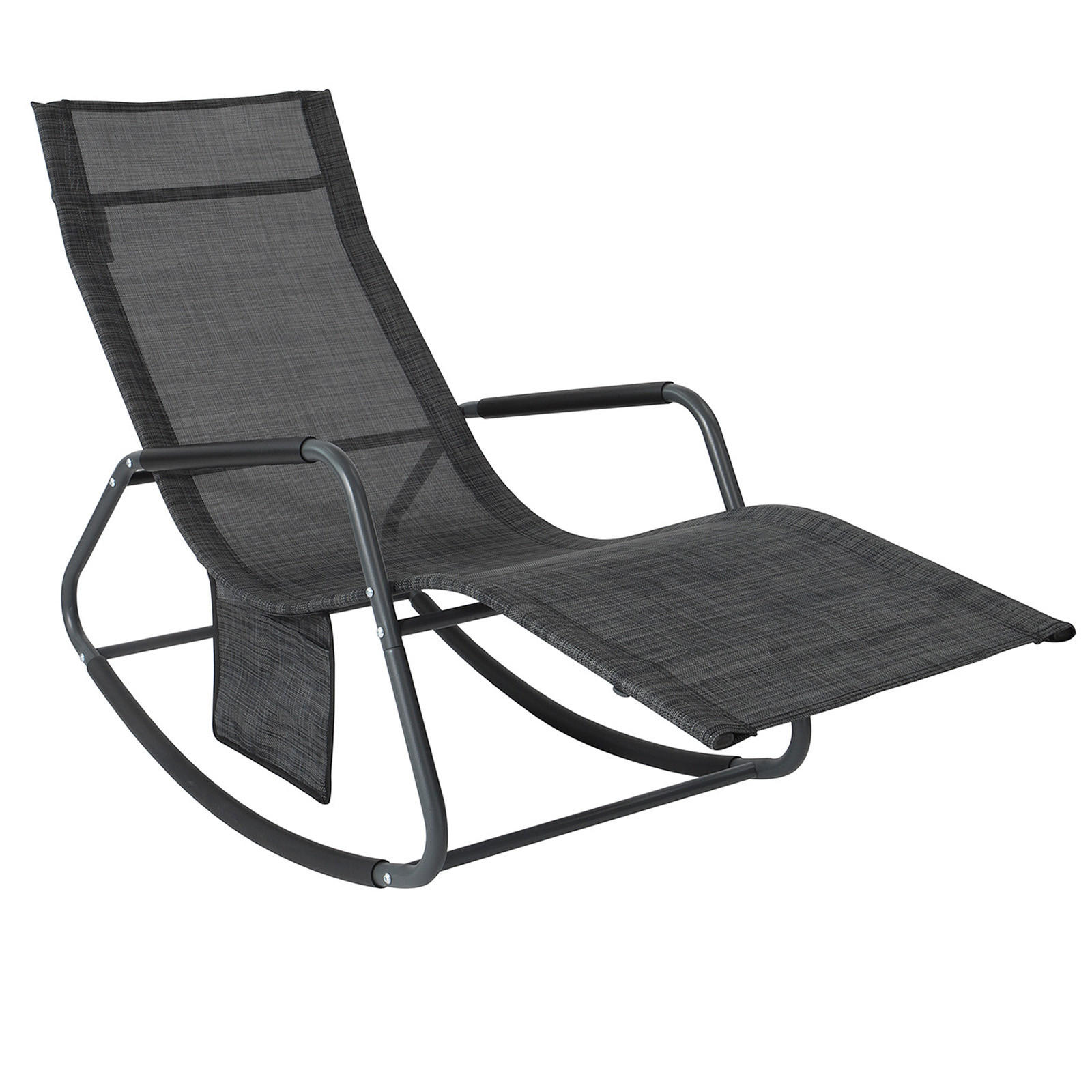 SONNENLIEGE Schwarz - Schwarz, Metall (145/85/57cm) - SoBuy