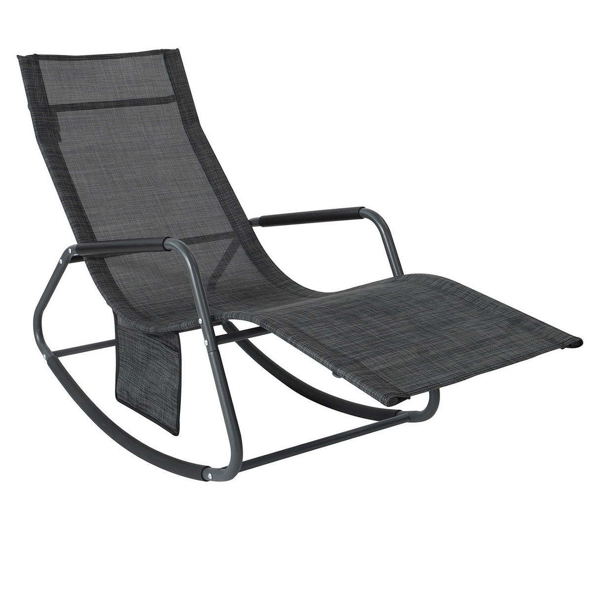 SONNENLIEGE Schwarz - Schwarz, Metall (145/85/57cm) - SoBuy