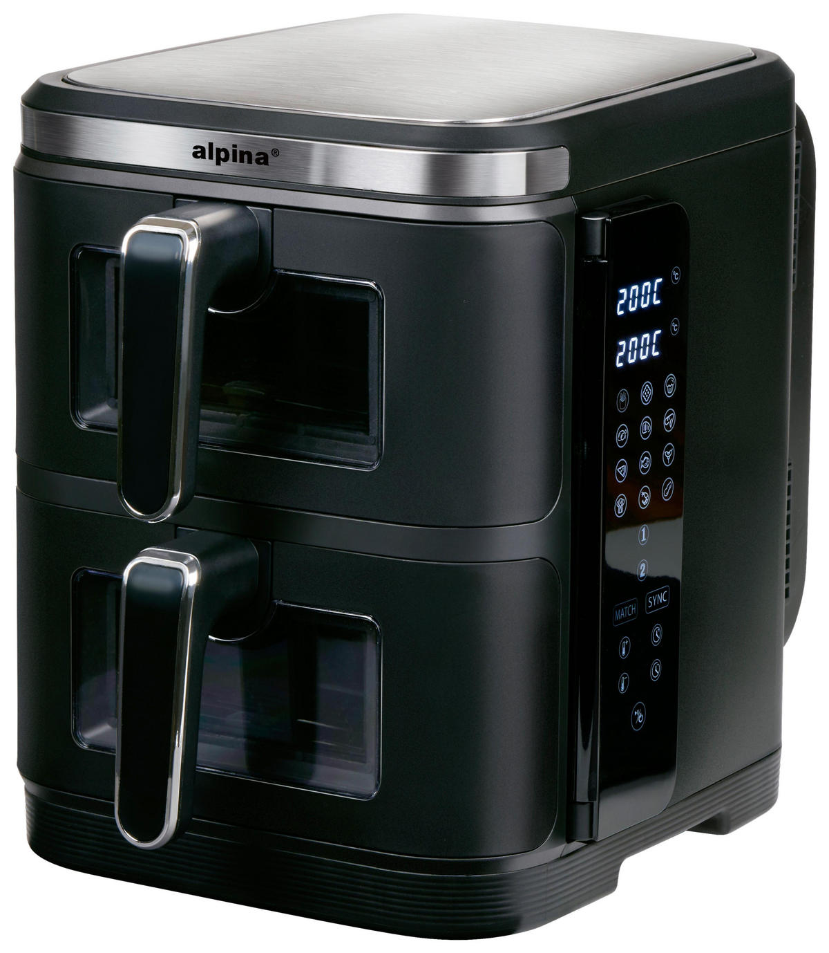 HEISSLUFTFRITTEUSE DOUBLE STACK - Schwarz, Metall (38/29/35cm) - Sonstige