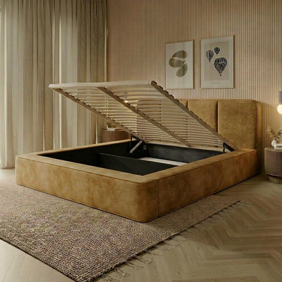 POLSTERBETT RANDELA 200x200 cm, Beige - Beige, Textil (200/200cm) - Fedve