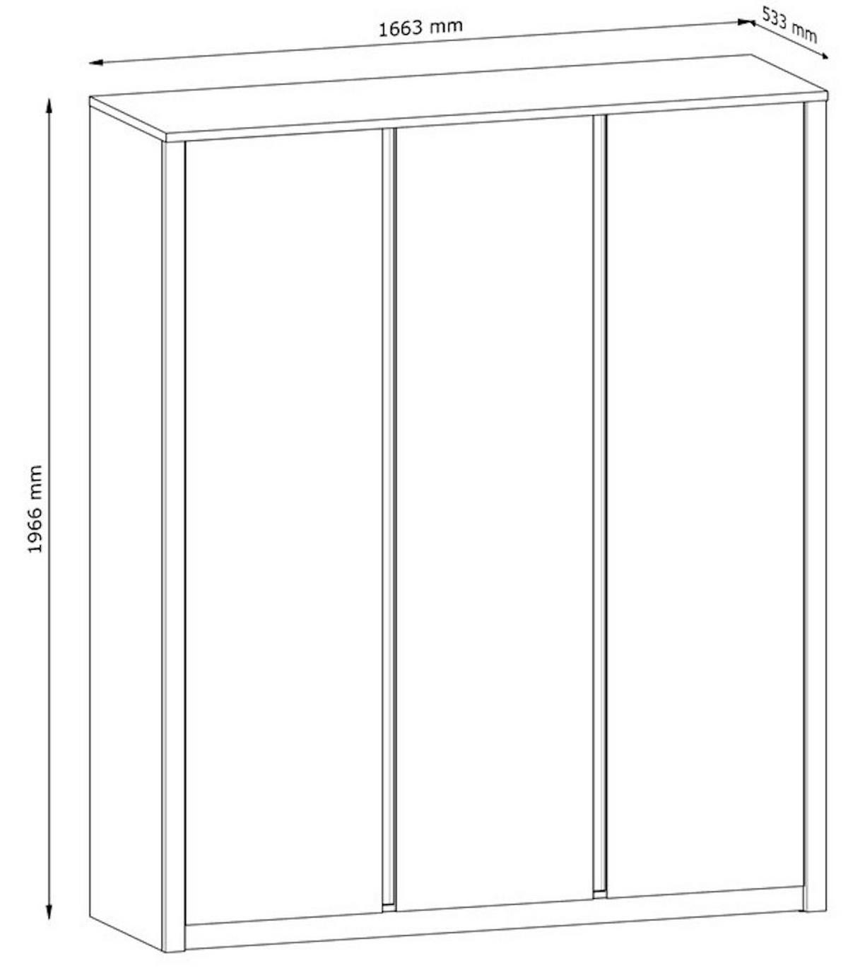 KLEIDERSCHRANK Montana Eiche Lefkas 166,3 / 53,3 / 196,6cm - Eichefarben, Holz/Holzwerkstoff (166.3/196.6/53.3cm) - Feldmann-Wohnen