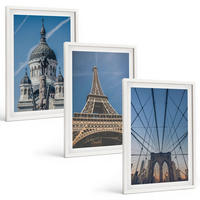 BILDER SET 3er Set - 40x60 cm Weißer Rahmen - Ansichten von Gebäuden aus Städten auf der ganzen Welt - Weiß, Kunststoff (40/60cm) - TULUP