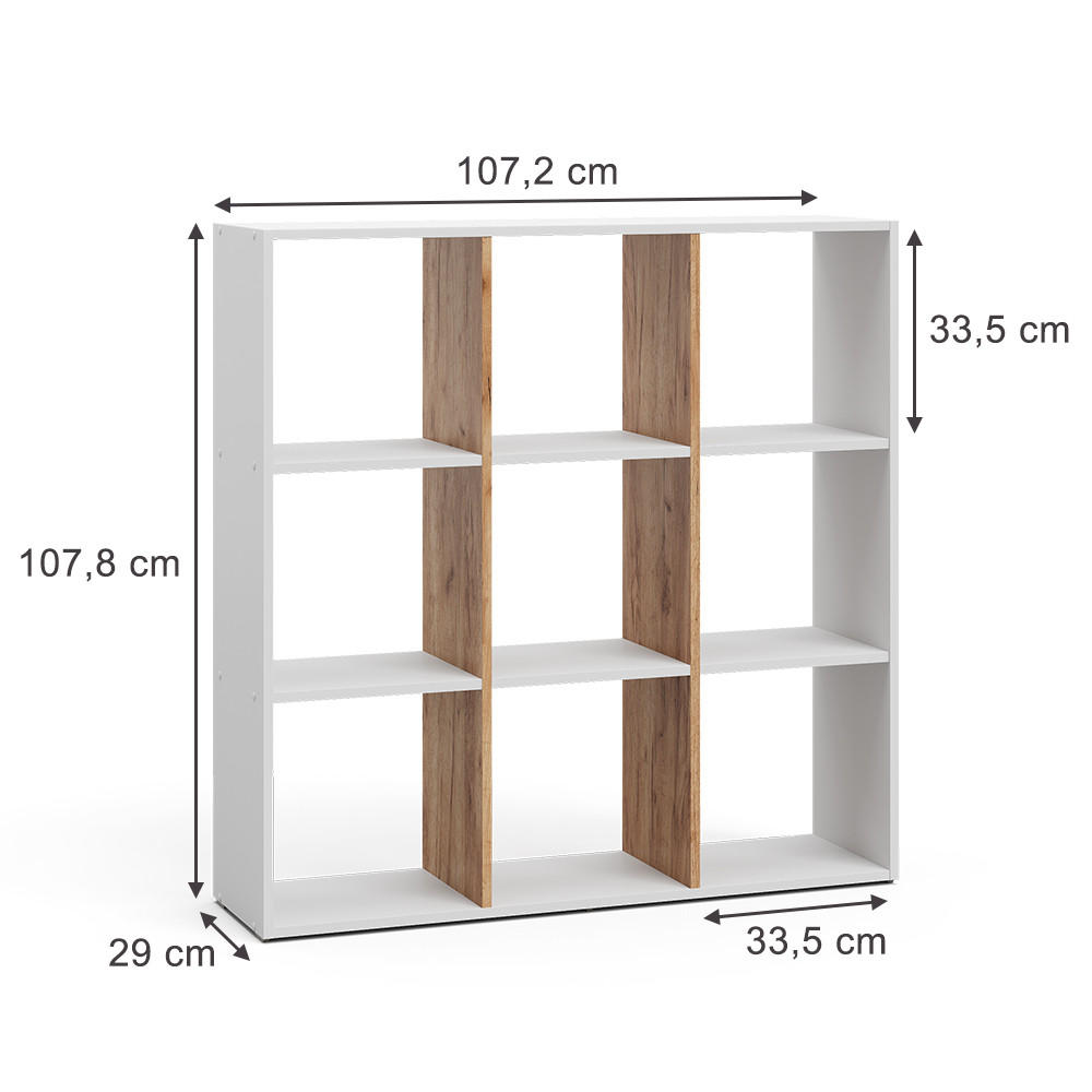 RAUMTEILER Nove Weiß/Goldkraft Eiche 107.2 x 107.8 cm - Honigeiche/Weiß, Holzwerkstoff (107.2/107.8/29cm) - Vicco