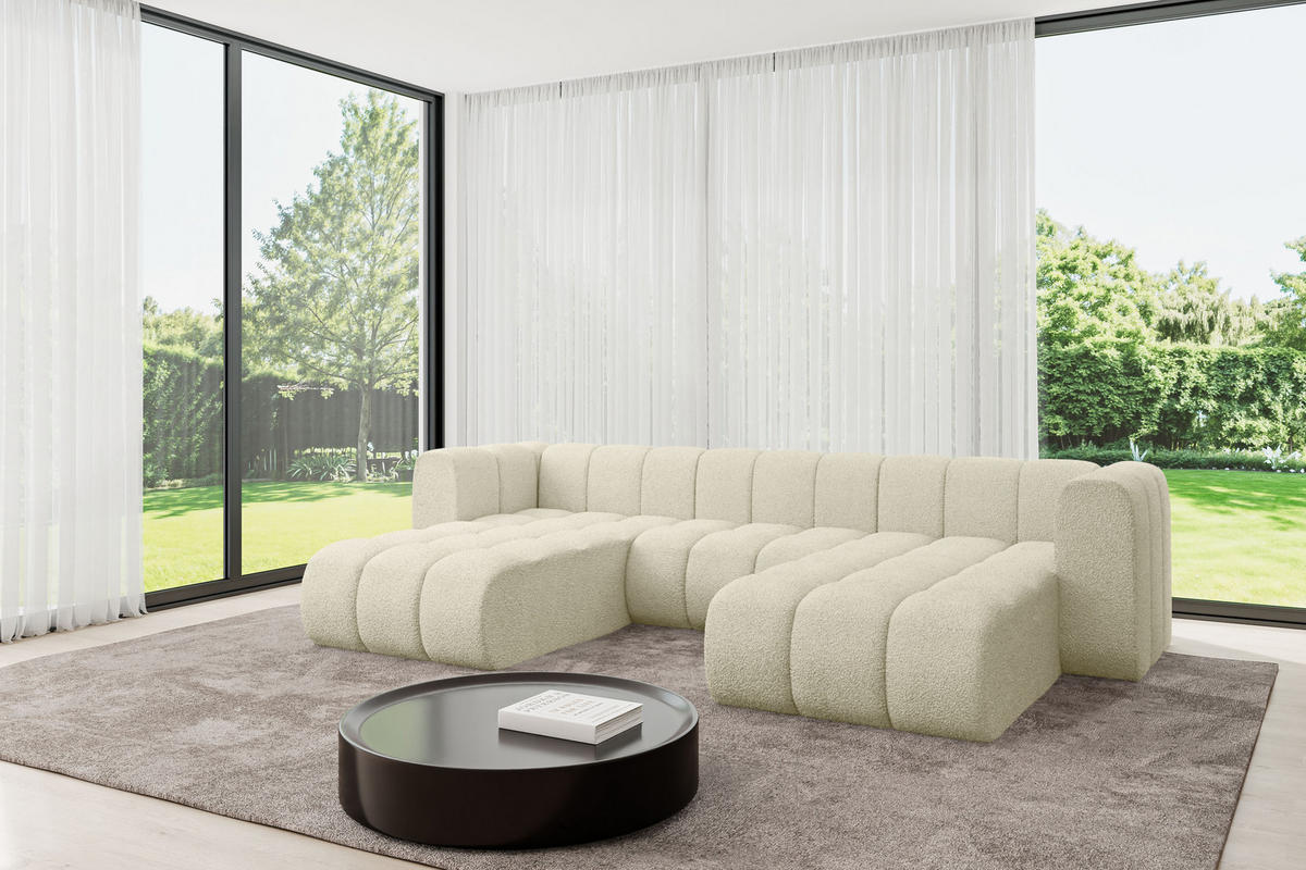 WOHNLANDSCHAFT modulares Sofa Joren-U1 - 319x177x70 cm Beige - Beige, Holzwerkstoff/Textil (319/70/177cm) - ALTDECOR