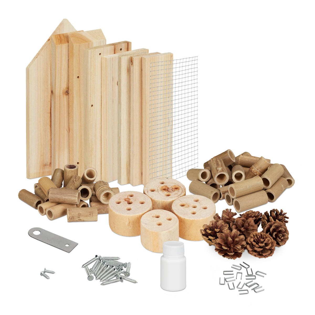 INSEKTENHOTEL - Hellbraun, Holz/Metall (24.5/33/7cm) - Relaxdays