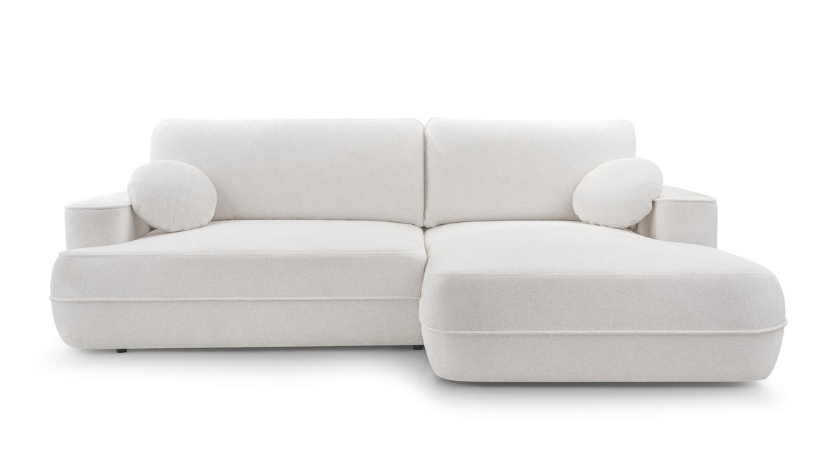 ECKCOUCH L Form Peoni Weiß 267/168/87 cm mit Schlaffunktion R - Schwarz/Weiß, Kunststoff/Textil (267/168cm) - AX Living