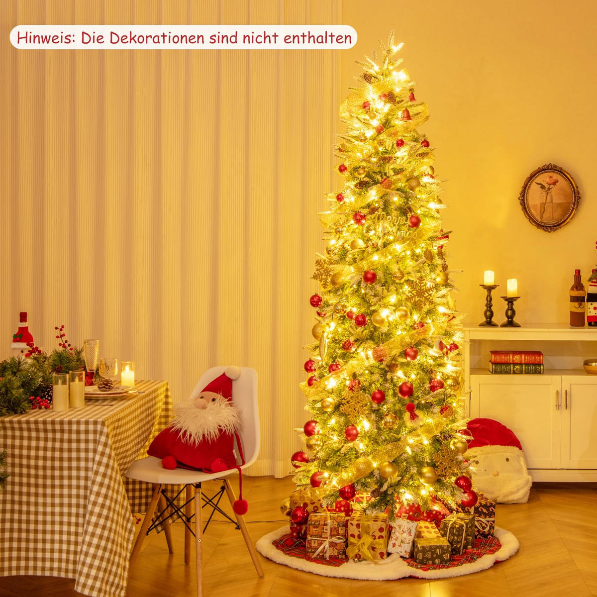 WEIHNACHTSBAUM mit 350 warmweißen LED-Lichtern 225 cm grün - Grün, Metall (225cm) - COSTWAY