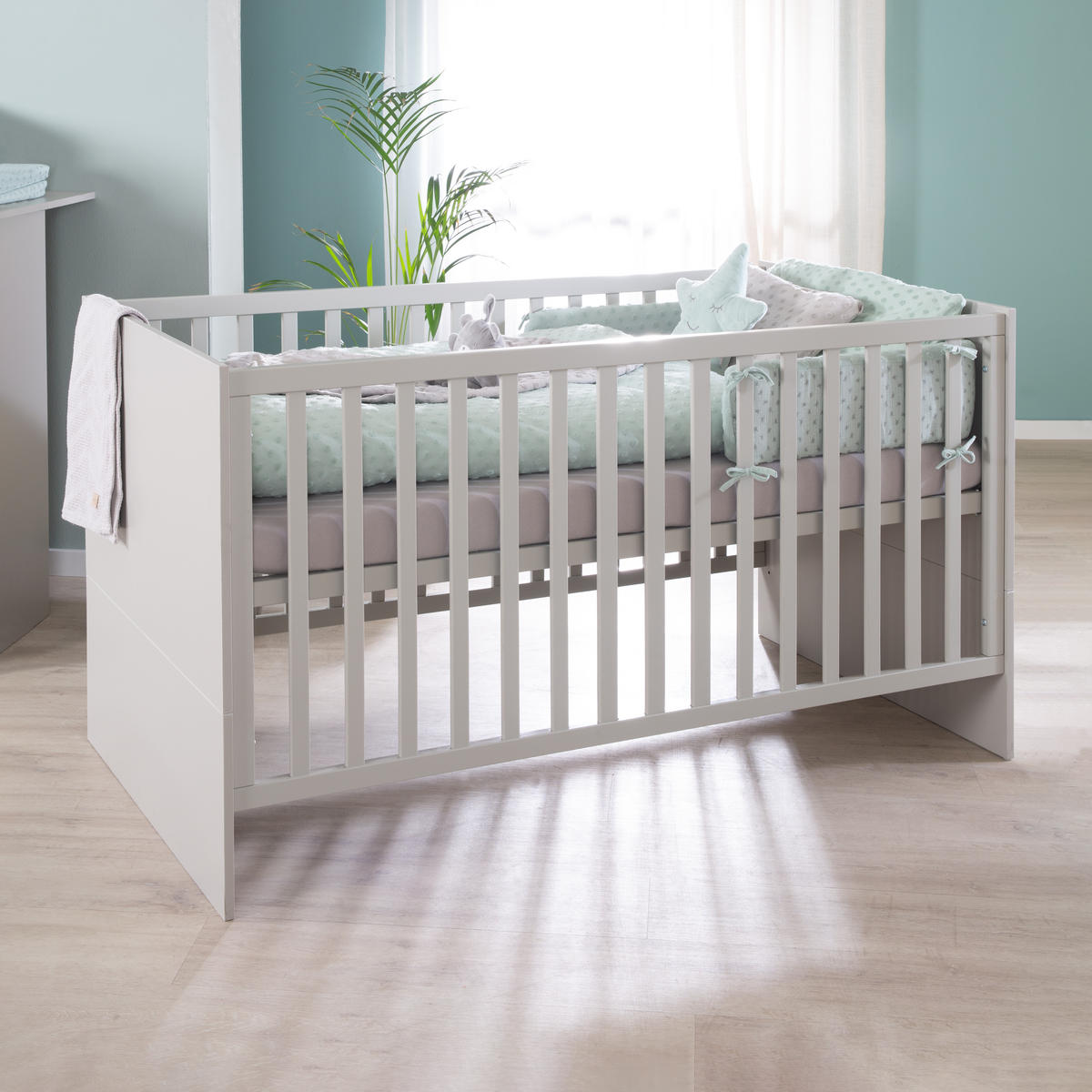 BABYBETT Lea 70 x 140 cm - Hellgrau, Holzwerkstoff (70/140cm) - Roba
