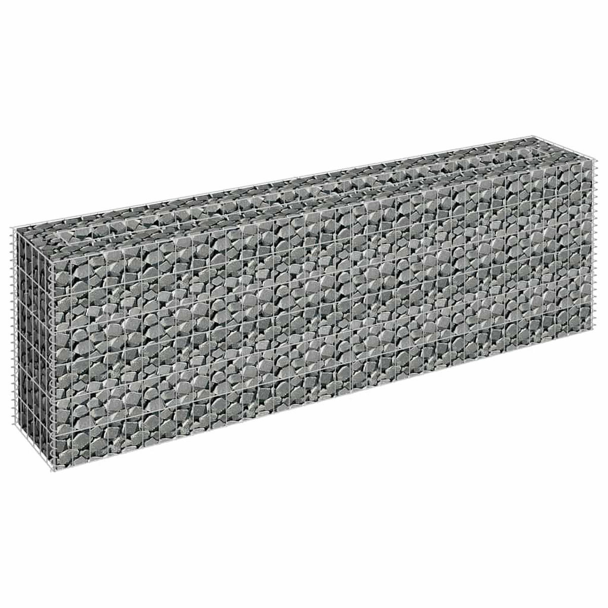 GABIONEN Hochbeet ROON aus Stahl | 180x30x60cm | Steinkorb Gabionengitter - Silberfarben, Metall (180/60/30cm) - DELUKE