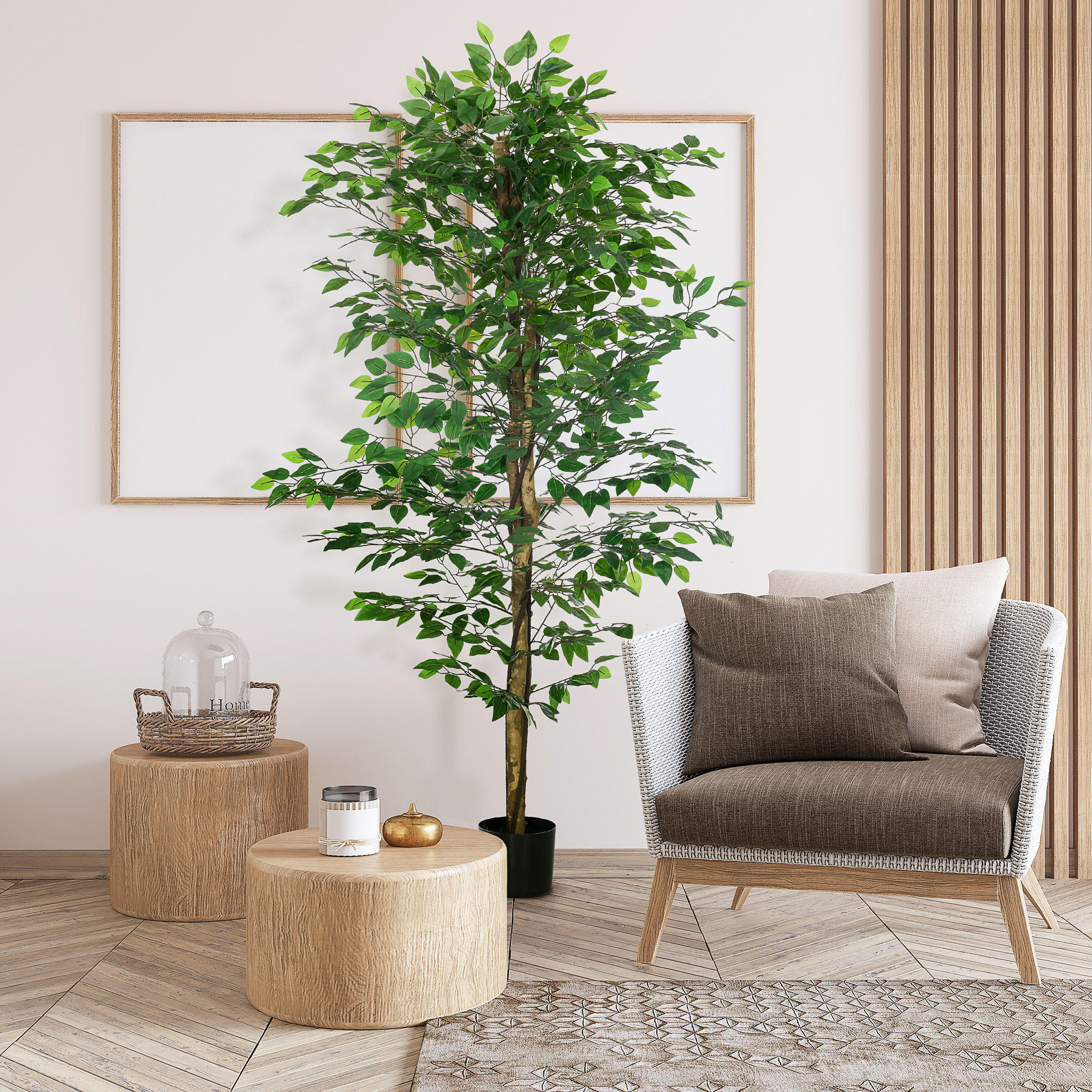KÜNSTLICHE Pflanze, 180 cm Kunstpflanze mit Übertopf, Kunstmoos für Wohnzimmer - Grün, Kunststoff (180cm) - HOMCOM