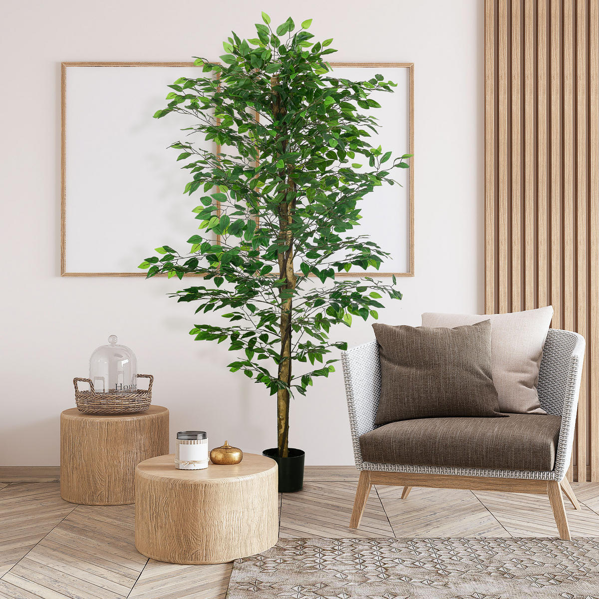 KÜNSTLICHE Pflanze, 180 cm Kunstpflanze mit Übertopf, Kunstmoos für Wohnzimmer - Grün, Kunststoff (180cm) - HOMCOM